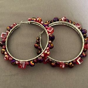 Sassy Jones Rochinda Earrings. Red And purple. Never worn